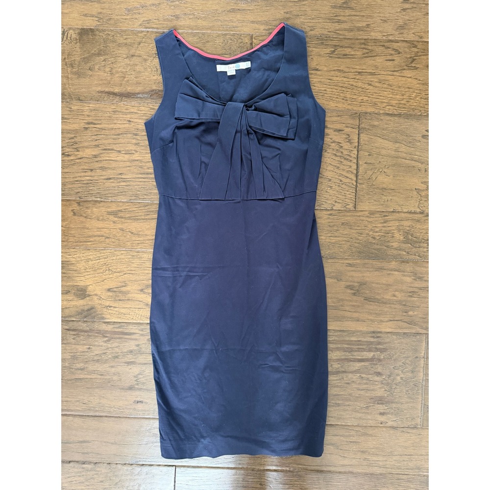 Boden Navy Blue Bow Front Sleeveless Sheath Dress US 2P Petite